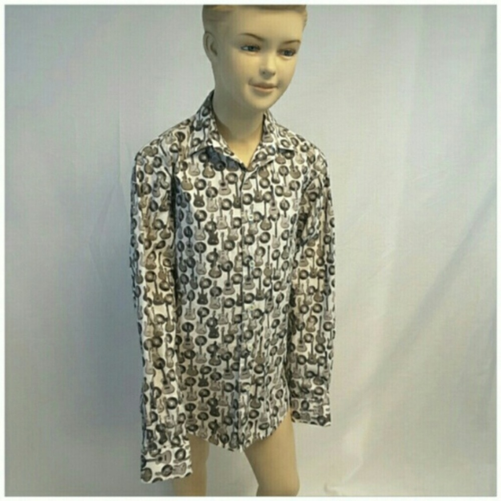 AGE OF WISDOM, Guitar Buttonup Boy's Shirt, Medium